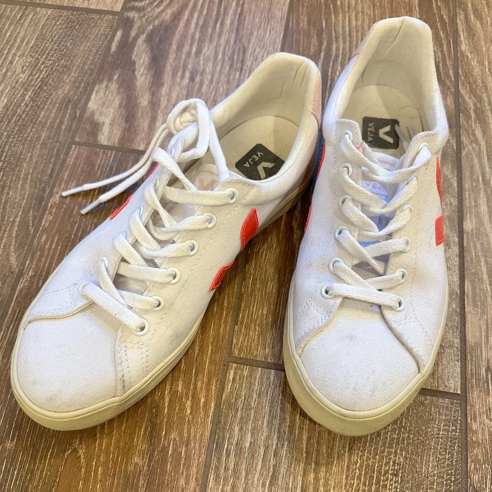 Veja Esplar Canvas White Rose Fluo Petale Sneakers Size 8